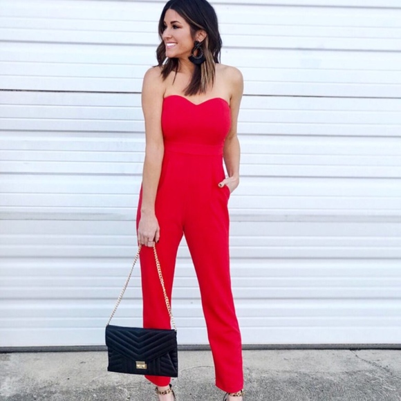 Express Strapless Sweetheart Neck Jumpsuit - Picture 2 of 3